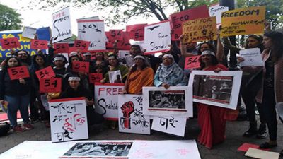শহিদুল আলমের মুক্তির দাবিতে জাতিসংঘ দপ্তরের বাইরে বিক্ষোভ!